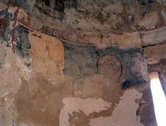 Ναός Αγίου Νικολάου, Κώμα του Γιαλού, τοιχογραφία του αγίου Σπυρίδωνος στην κατάσταση που βρίσκεται σήμερα.